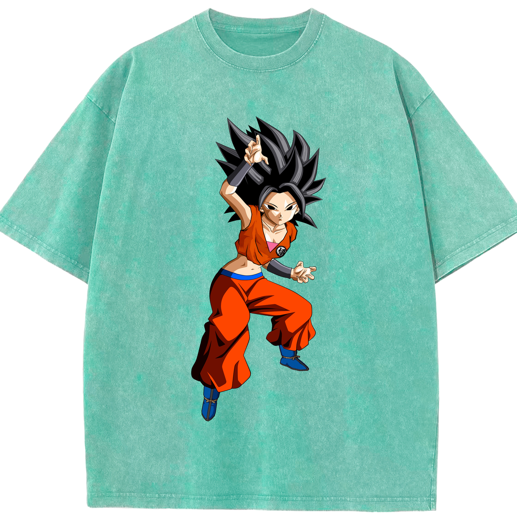 （画像用） ドラゴンボール カリフラ DRAGON BALL Caulifla 綿100% ヴィンテージ風 半袖Tシャツ（フロントプリント）